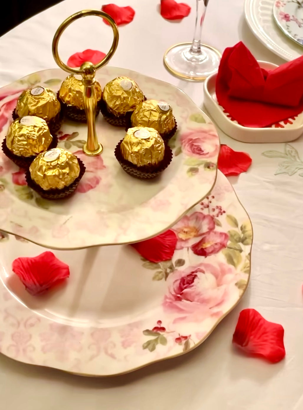 2-Tier Cake Stand - Floral Pink