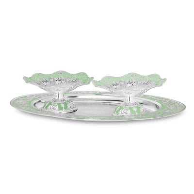 Oval tray with set of 2 galvanic platter