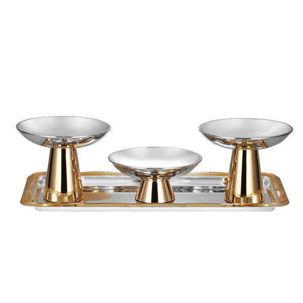 Set of 3 Servers with Round Tray Dual Tone