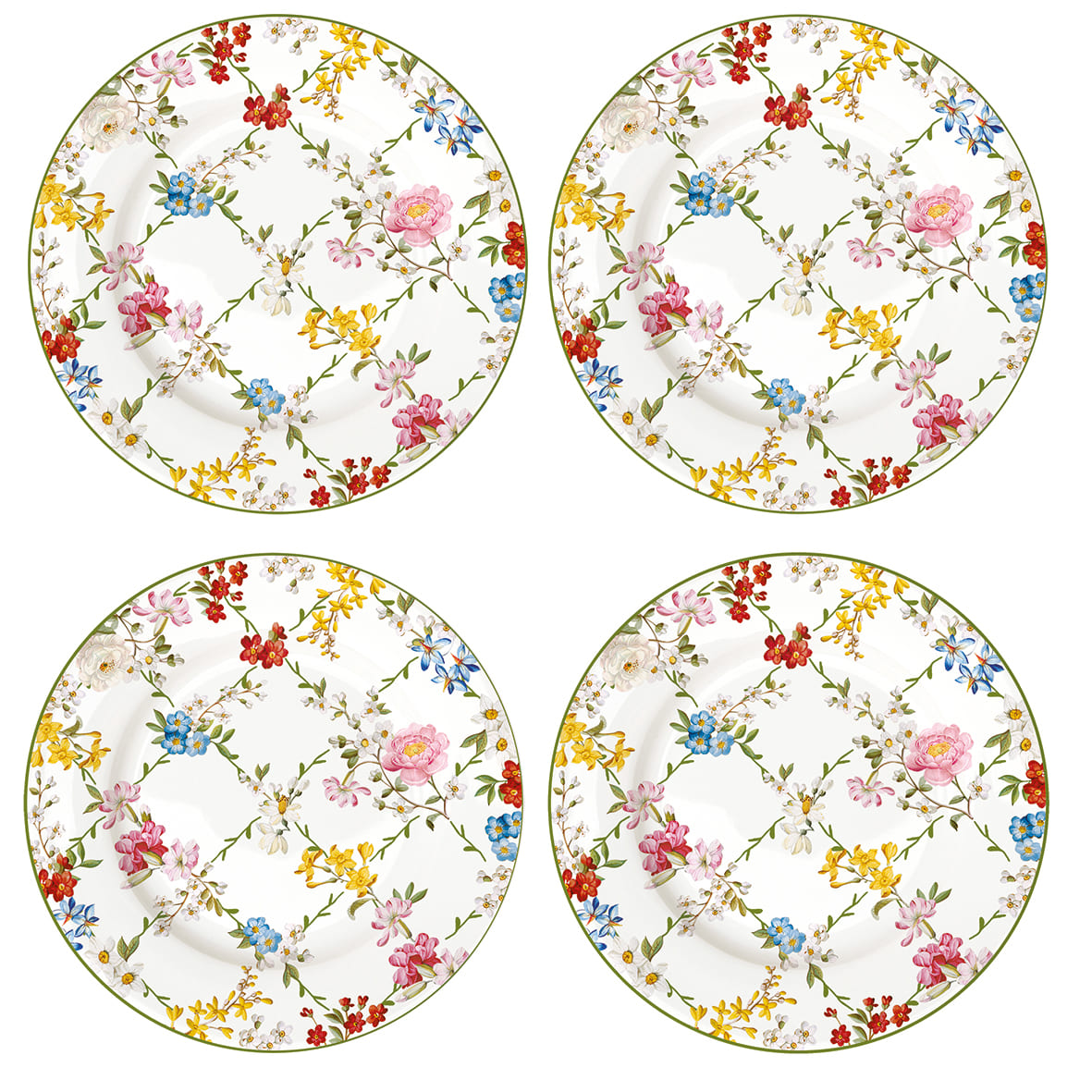 Set of 4 Dessert Plates (19 cm -Garden Dreams)