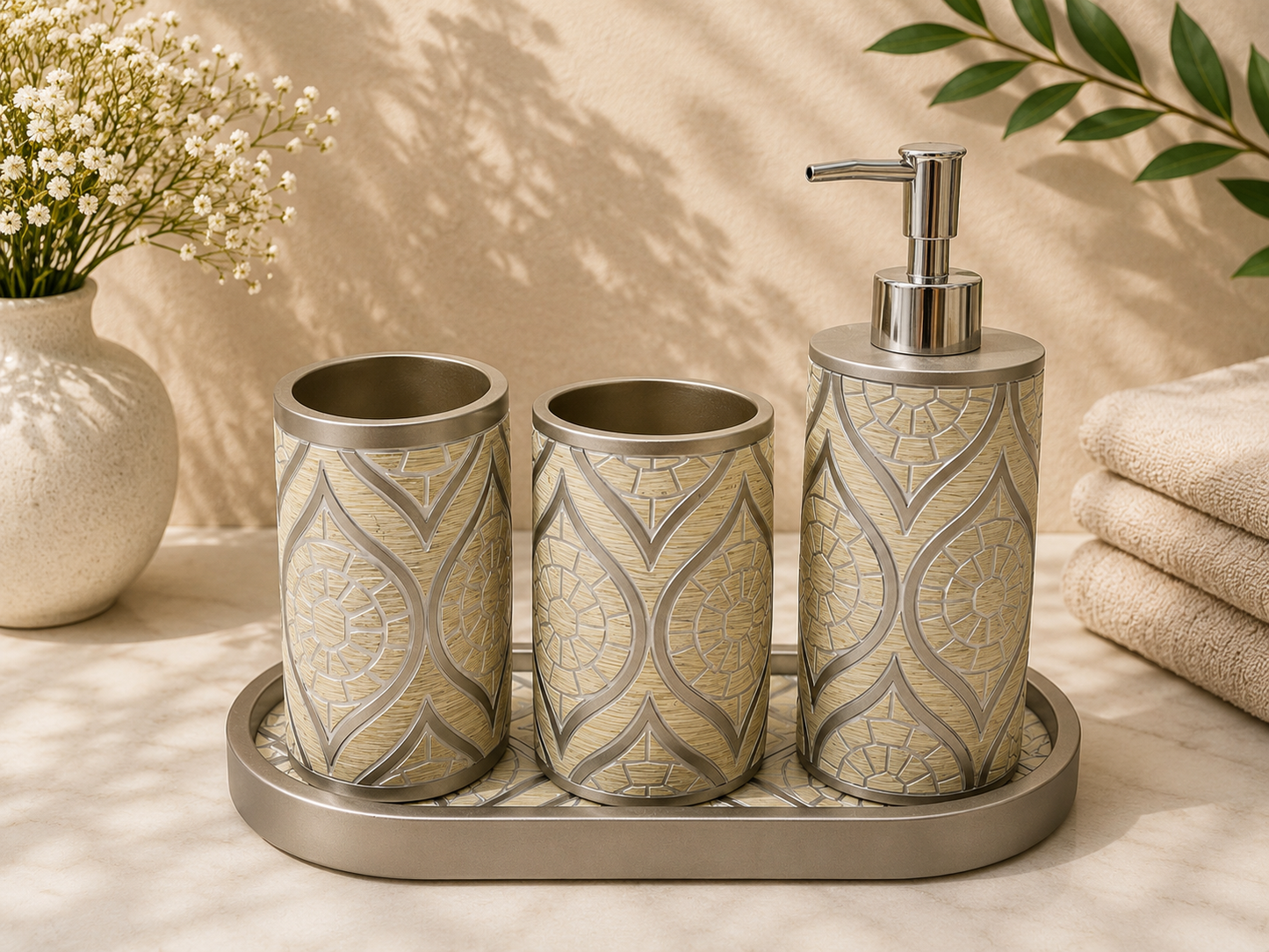 Geometric Bath Accessory Set