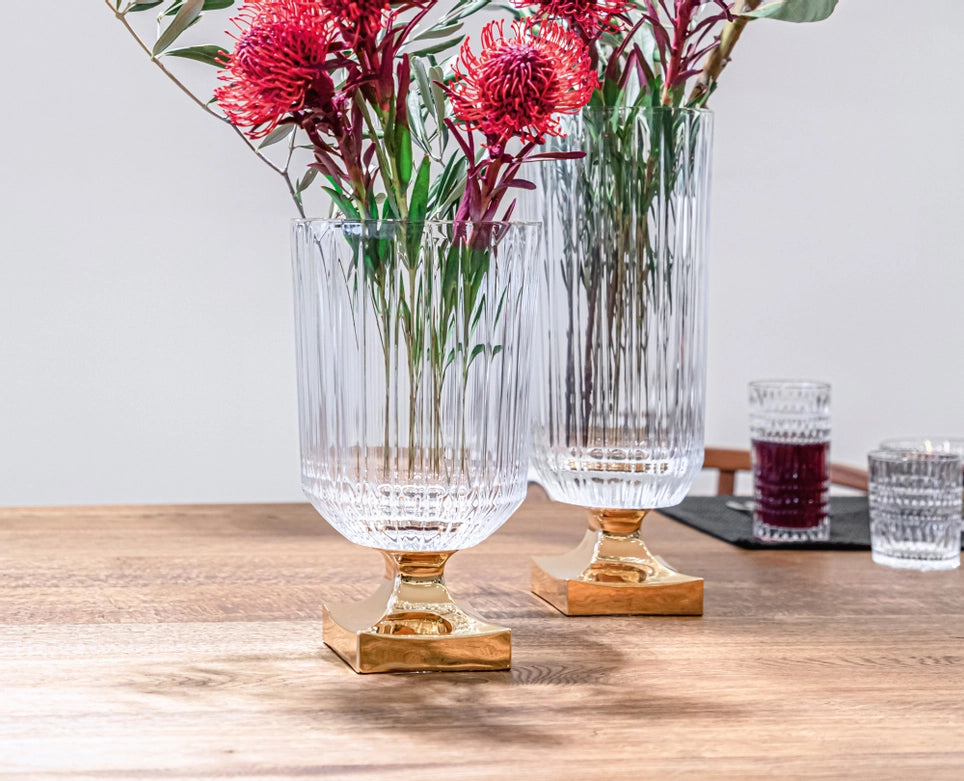 Minerva Gold Footed Vase - 40cm/32cm