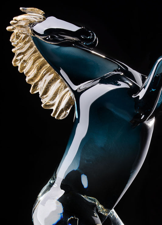 Black Standing Horse in Murano Glass