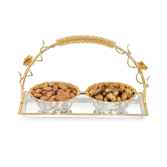 Flower Design Basket with 2 Bowls