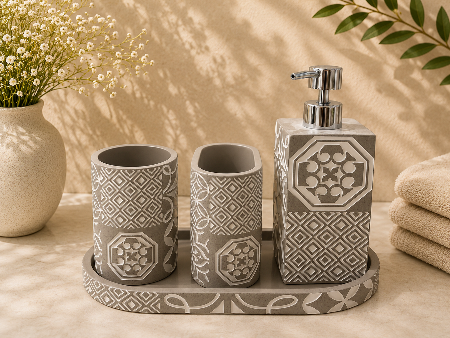 Geometric Bath Accessory Set