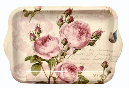 Tray w/handle 22x15 Romantic Roses