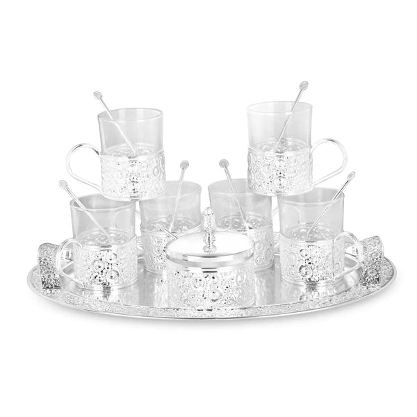 Kawa Set-Flower Design Silver