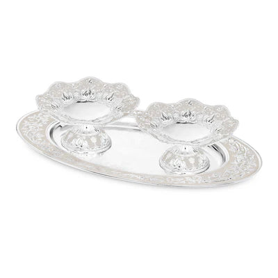 Oval tray with set of 2 galvanic platter