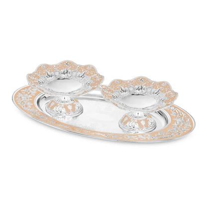 Oval tray with set of 2 galvanic platter