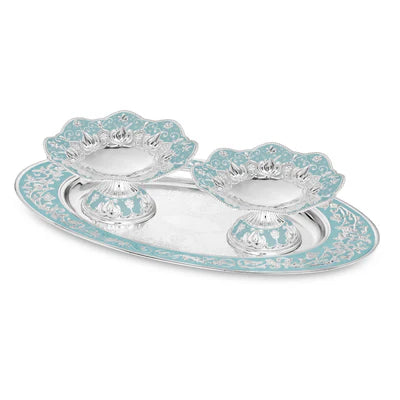 Oval tray with set of 2 galvanic platter