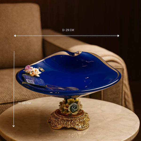MURANO BLUE CRYSTAL FLORAL BOWL