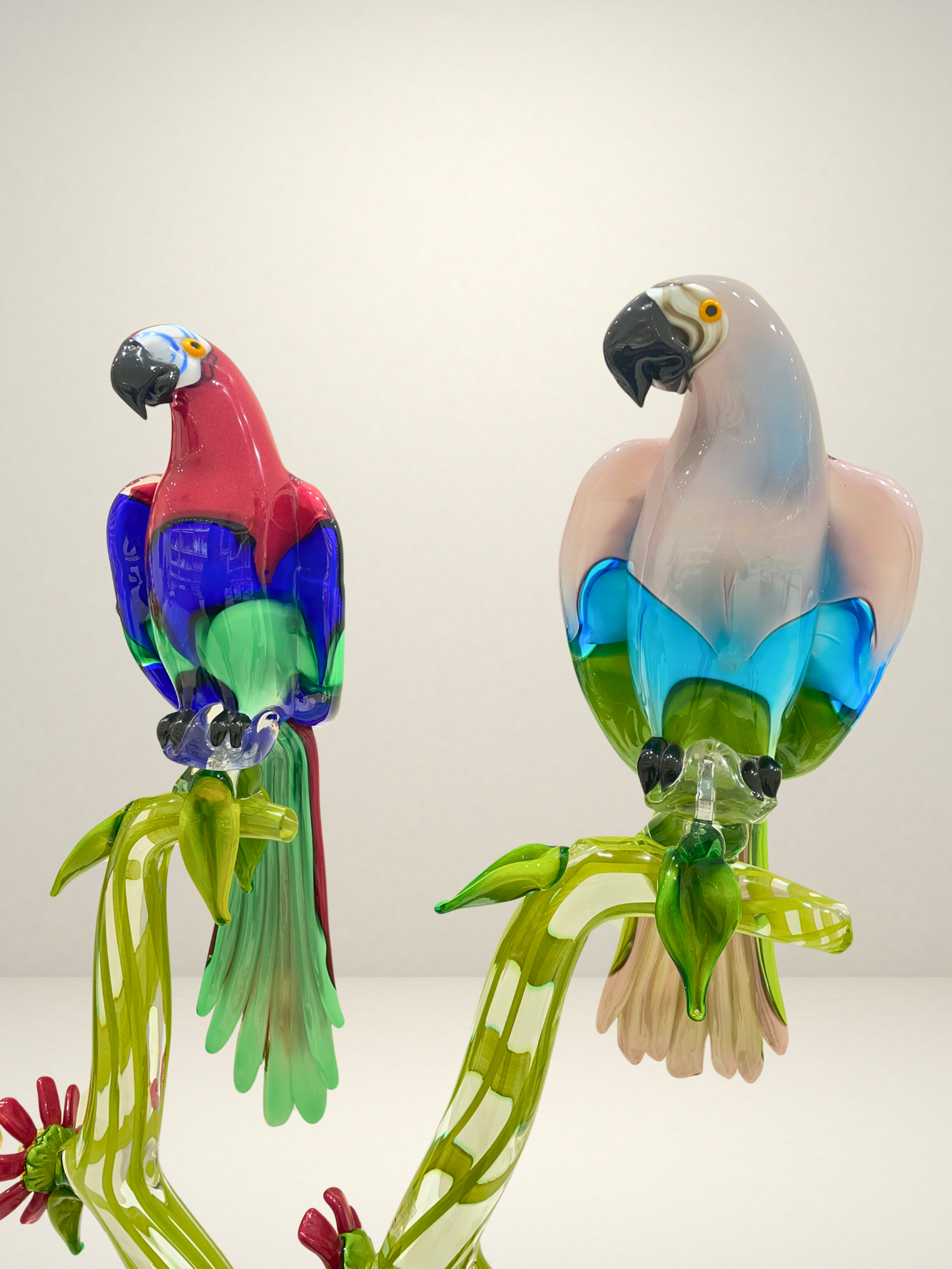Parrots in Murano glass