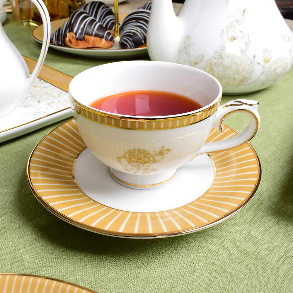 Yellow Mustard Iris Tea Set | 17 Pcs