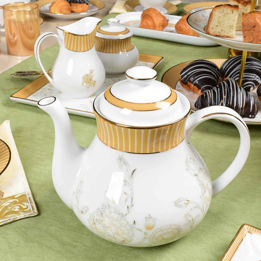 Yellow Mustard Iris Tea Set | 17 Pcs