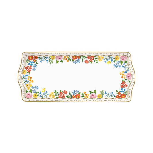 Porcelain Serving Platter 35x15 cm in color box boho flowers