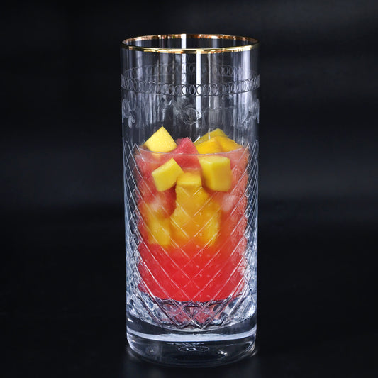 0031 4-Piece Transparent Panto & Gold Rim Long Drink Tumbler Set