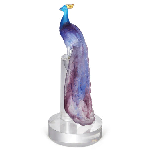 Sapphire Peacock Crystal Sculpture
