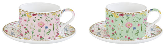 Set 2 porcelain cups & saucers  240 ml in gift box MEADOW FLOWERS