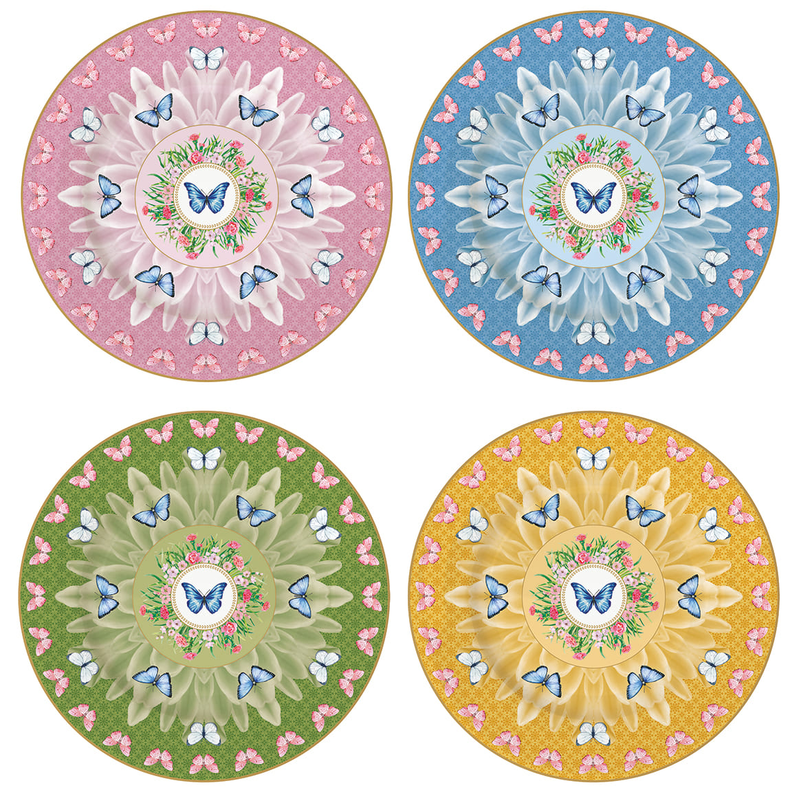 Set of 4 Dessert Plates (19 cm -SPRING PARADE)