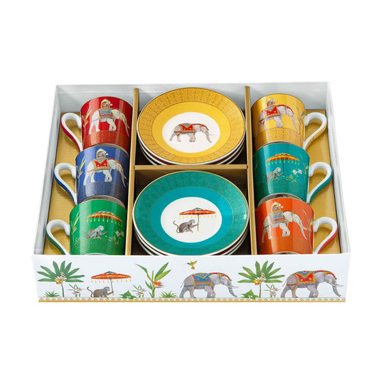 Set 6 coffee cups & saucers in Porcelain 100 ml in gift box MARAJAH