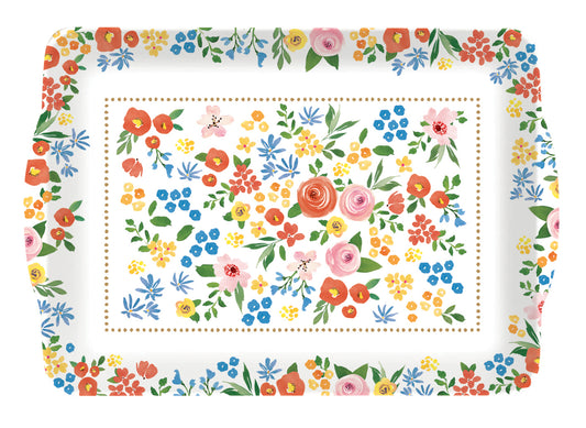 Tray w/handles boho flowers (Melamine)