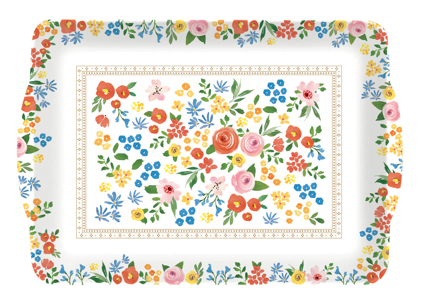 Tray w/handles boho flowers (Melamine)