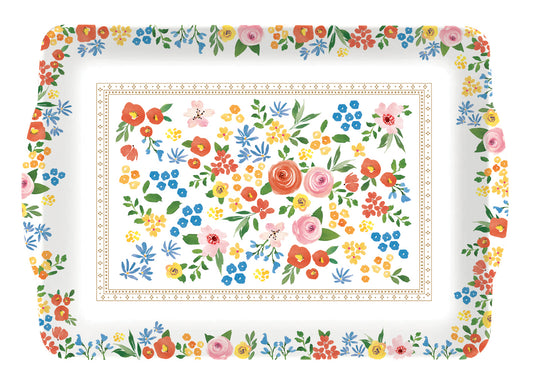 Tray w/handles boho flowers (Melamine)