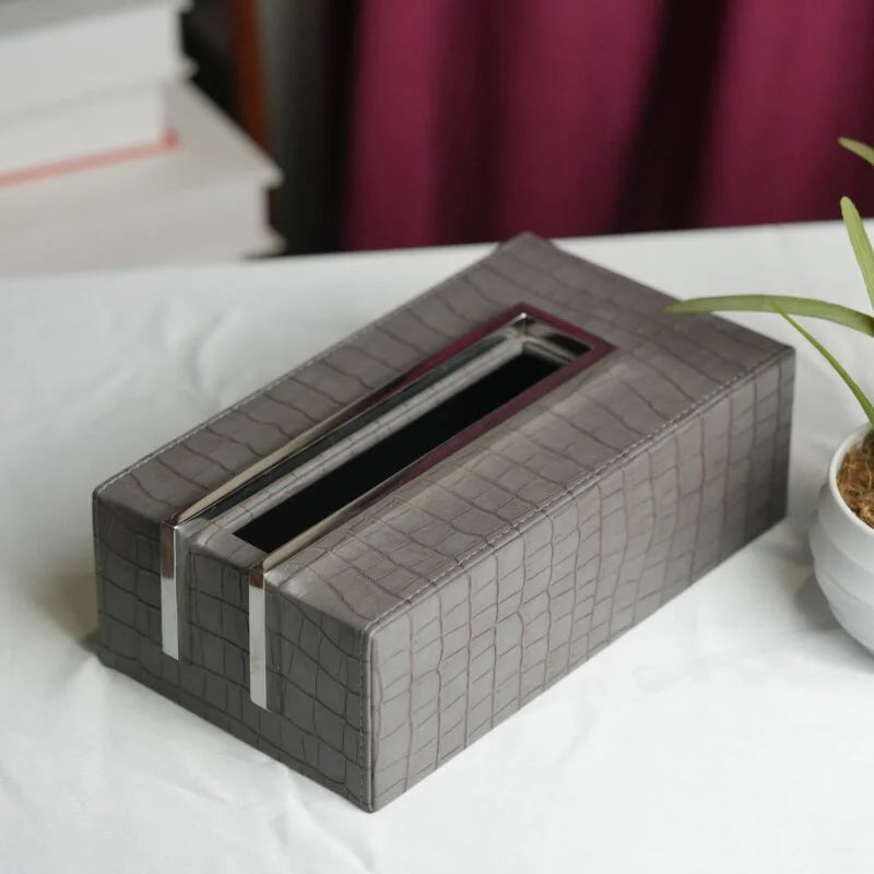 Luxury Faux Leather Tissue Box Cover