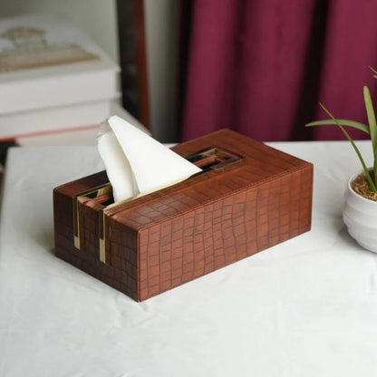 Luxury Faux Leather Tissue Box Cover