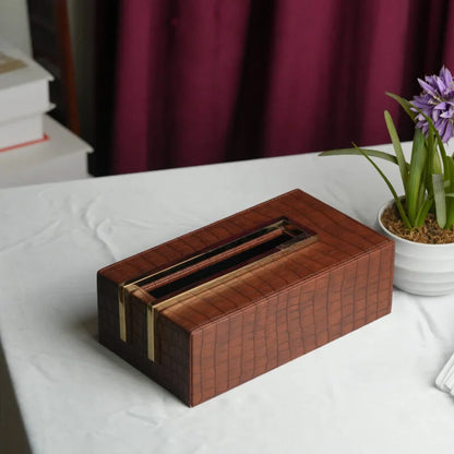 Luxury Faux Leather Tissue Box Cover